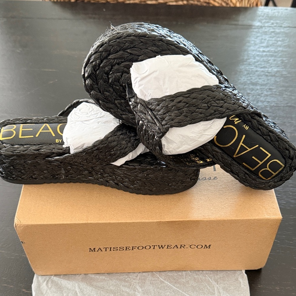 BEACH by Matisse Black Braided Platform Sandals
